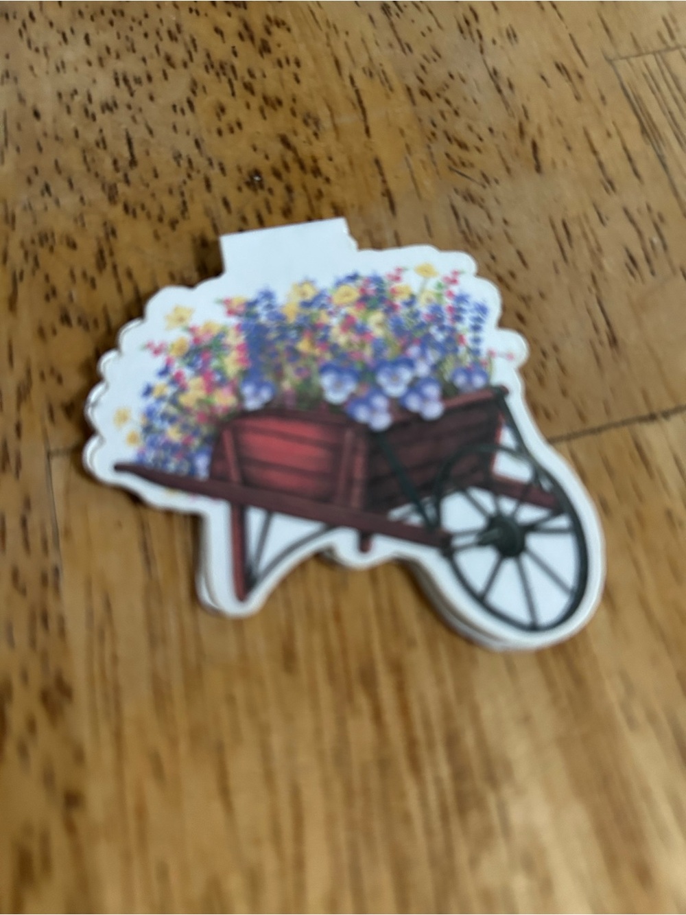 Rustic Red Wheelbarrow Floral magnetic book mark - Home Design Accent